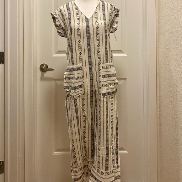 Monteau Linen-blend Boho Jumpsuit (XS) - Picture 1 of 9